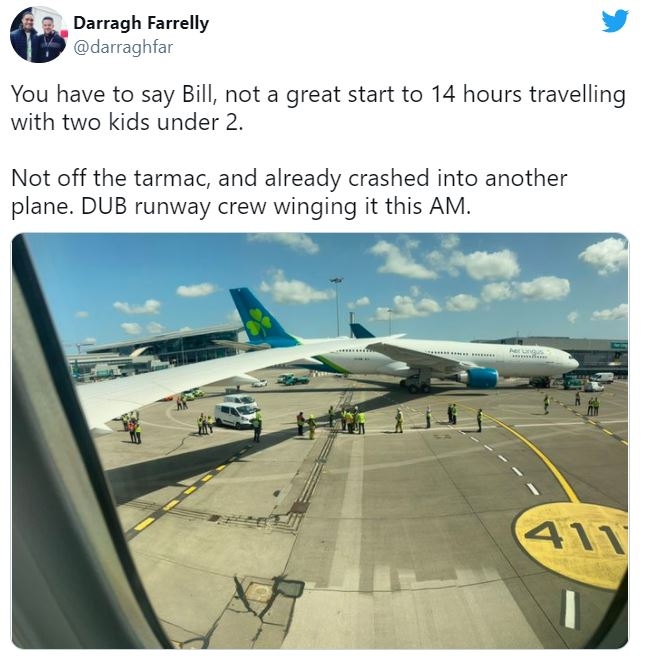 美航787与爱尔兰航空A330在机场相撞